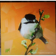 Pintura al óleo de pájaro blanco